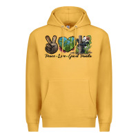 Mustard Peace Love Giant Panda Premium Hoodie - LillyAllenDesigns