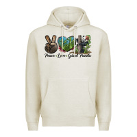 Oatmeal Heather Peace Love Giant Panda Premium Hoodie - LillyAllenDesigns