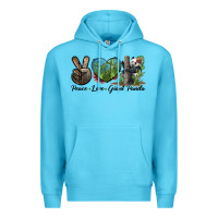 Ocean Blue Peace Love Giant Panda Premium Hoodie - LillyAllenDesigns
