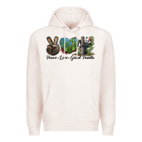 Pale Pink Peace Love Giant Panda Premium Hoodie - LillyAllenDesigns