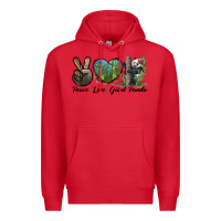 Red Peace Love Giant Panda Premium Hoodie - LillyAllenDesigns