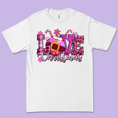 Love Christmas Pink Premium Tee Designed By Cowgirlartshop