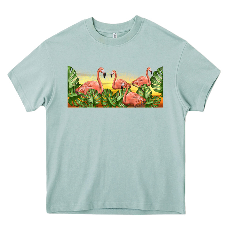 Flamingos With Sunset Heavy Core Tee by TumblerDesignByShophia | Teevron