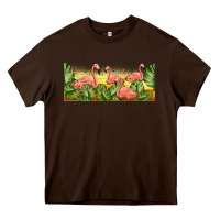Chocolate Brown flamingos with sunset Heavy Core Tee - TumblerDesignByShophia