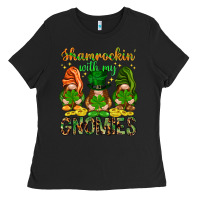 Black Shamrockin' with my gnomies St. Patricks day Ladies Tee - HowdyJamesFarm