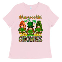 Bubblegum Pink Shamrockin' with my gnomies St. Patricks day Ladies Tee - HowdyJamesFarm