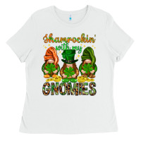 White Shamrockin' with my gnomies St. Patricks day Ladies Tee - HowdyJamesFarm
