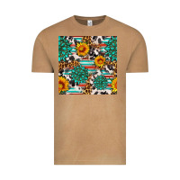 Vintage Camel gemstone sunflower cowhide leopard seamles pattern Vintage Tee - FaDigitalArtStudio