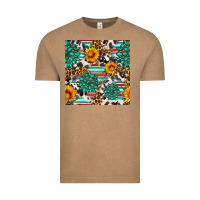 Vintage Coffee gemstone sunflower cowhide leopard seamles pattern Vintage Tee - FaDigitalArtStudio