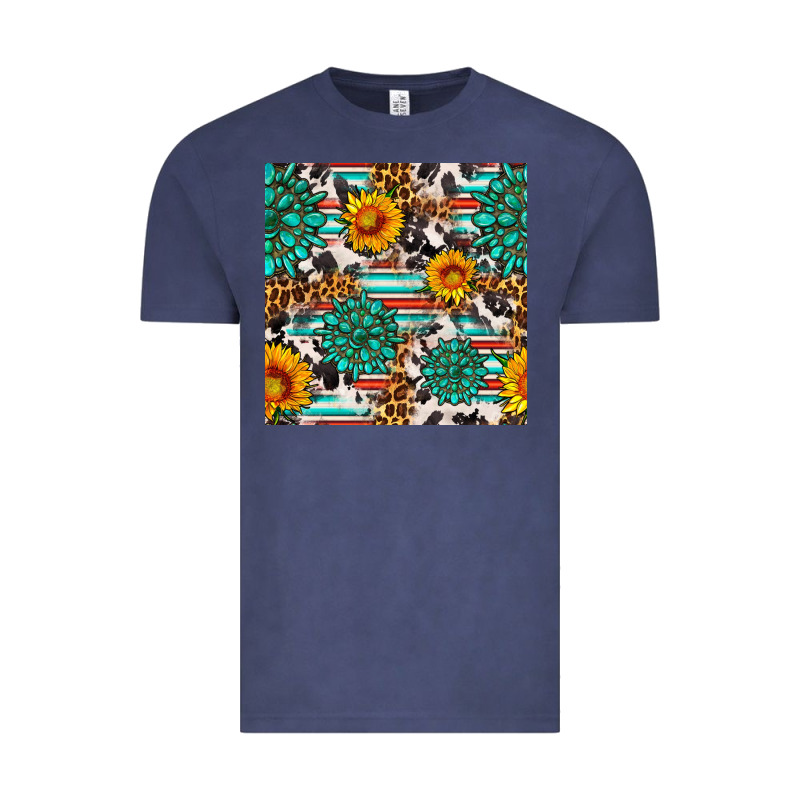 Gemstone Sunflower Cowhide Leopard Seamles Pattern Vintage Tee by FaDigitalArtStudio | Teevron