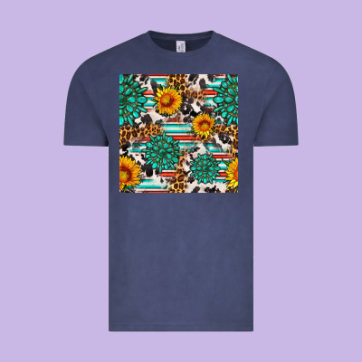 Gemstone Sunflower Cowhide Leopard Seamles Pattern Vintage Tee Designed By Fadigitalartstudio
