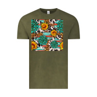 Vintage Olive gemstone sunflower cowhide leopard seamles pattern Vintage Tee - FaDigitalArtStudio