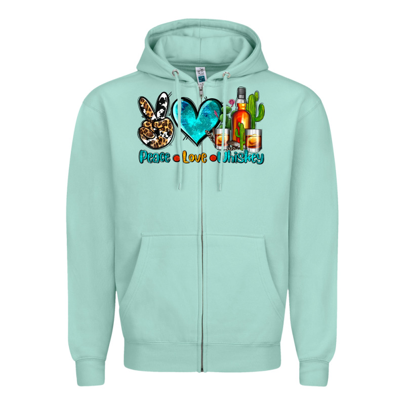 Peace Love Whiskey Zipper Hoodie by AdoDesignShop | Teevron