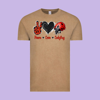 Peace Love Ladybug Vintage Tee Designed By Jasminsmagicworld