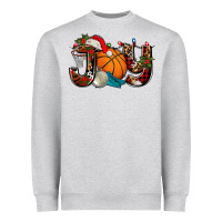 Heather Grey joy with basketball and santa's hat Heavyweight Sweatshirt - AdoDesignShop