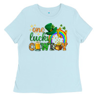 Baby Blue One lucky cowboy St. Patricks day Ladies Tee - HowdyJamesFarm