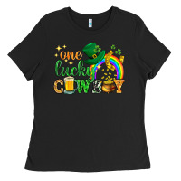 Black One lucky cowboy St. Patricks day Ladies Tee - HowdyJamesFarm