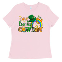 Bubblegum Pink One lucky cowboy St. Patricks day Ladies Tee - HowdyJamesFarm