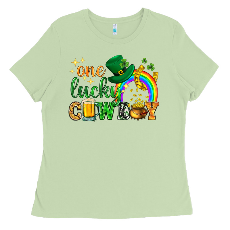 One Lucky Cowboy St. Patricks Day Ladies Tee by HowdyJamesFarm | Teevron