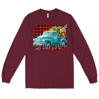 Burgundy Tis The Season Christmas Truck Long Sleeve Tee - FaDigitalArtStudio