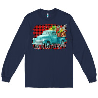 Navy Tis The Season Christmas Truck Long Sleeve Tee - FaDigitalArtStudio