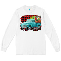 White Tis The Season Christmas Truck Long Sleeve Tee - FaDigitalArtStudio