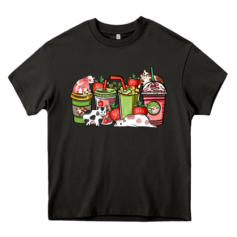 Cow And Strawberry Coffee Cups Heavy Core Tee by HowdyJamesFarm | Teevron