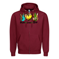 Burgundy peace love beer Zipper Hoodie - AdoDesignShop