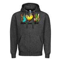Charcoal Heather peace love beer Zipper Hoodie - AdoDesignShop