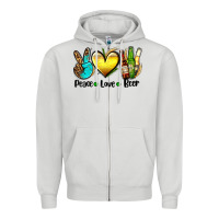 Dove Grey peace love beer Zipper Hoodie - AdoDesignShop
