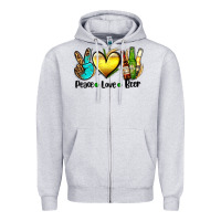 Heather Grey peace love beer Zipper Hoodie - AdoDesignShop