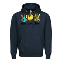 Navy peace love beer Zipper Hoodie - AdoDesignShop