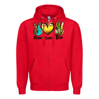 Red peace love beer Zipper Hoodie - AdoDesignShop