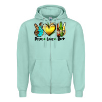 Seafoam peace love beer Zipper Hoodie - AdoDesignShop
