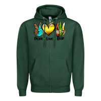 Sports Green peace love beer Zipper Hoodie - AdoDesignShop