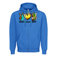 True Royal peace love beer Zipper Hoodie - AdoDesignShop