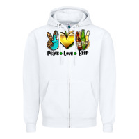 White peace love beer Zipper Hoodie - AdoDesignShop
