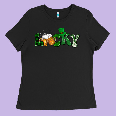 Lucky With Beer St. Patricks Day Ladies Tee Designed By Howdyjamesfarm