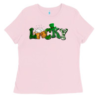 Bubblegum Pink Lucky with beer St. Patricks day Ladies Tee - HowdyJamesFarm