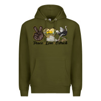 Army Green peace love ostrich Premium Hoodie - LillyAllenDesigns