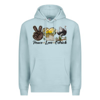 Blue Mist peace love ostrich Premium Hoodie - LillyAllenDesigns