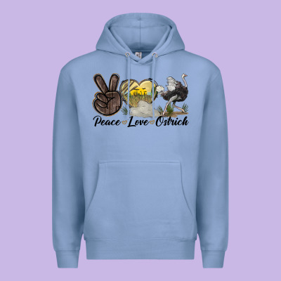 Peace Love Ostrich Premium Hoodie Designed By Lillyallendesigns