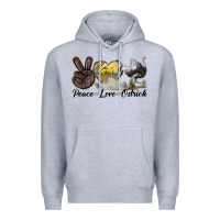 Heather Grey peace love ostrich Premium Hoodie - LillyAllenDesigns
