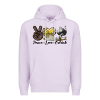 Lilac peace love ostrich Premium Hoodie - LillyAllenDesigns