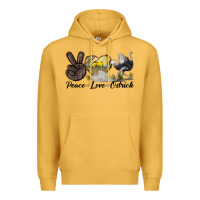 Mustard peace love ostrich Premium Hoodie - LillyAllenDesigns
