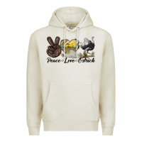 Oatmeal Heather peace love ostrich Premium Hoodie - LillyAllenDesigns