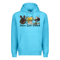 Ocean Blue peace love ostrich Premium Hoodie - LillyAllenDesigns