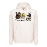 Pale Pink peace love ostrich Premium Hoodie - LillyAllenDesigns