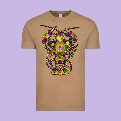 Mardi Gras Crawfish Vintage Tee Designed By Fadigitalartstudio