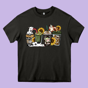 Cowhide Coffee Cups Heavy Core Tee Designed By Howdyjamesfarm